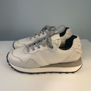 P448 Silver Gray Trainer Sneakers Made In Italy Like New 7.5